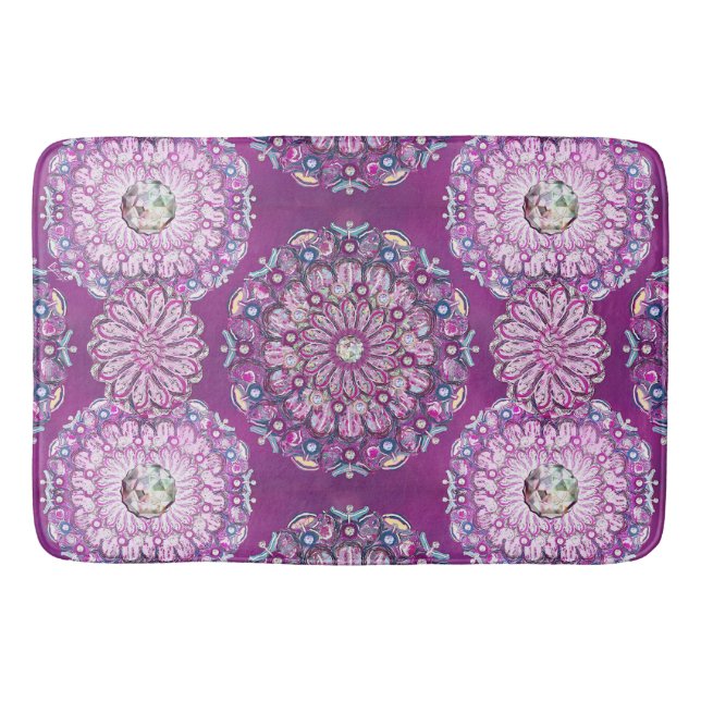 Cardinal red Rosace Bath Mat (Front)