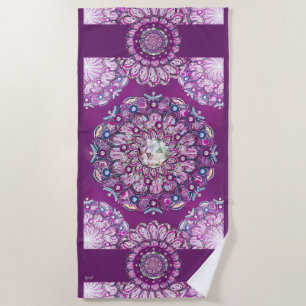 Cardinal Red Rosace Beach Towel