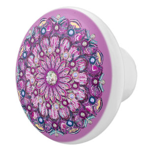 Cardinal red Rosace Ceramic Knob