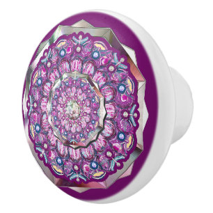 Cardinal red Rosace Ceramic Knob