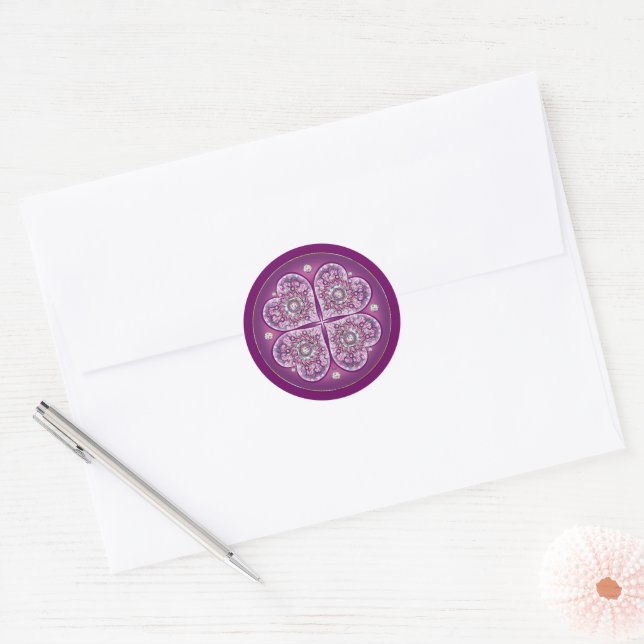 Cardinal red Rosace Classic Round Sticker (Envelope)