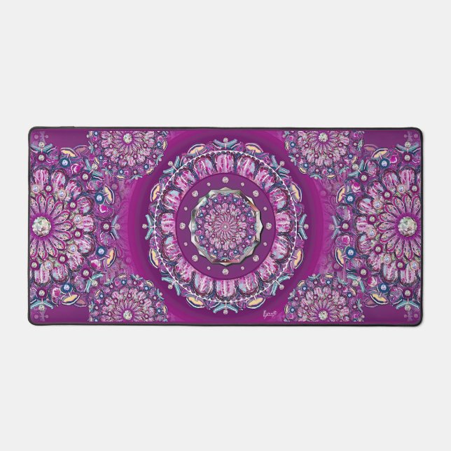 Cardinal red Rosace Desk Mat (Front)