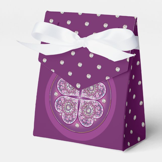 Cardinal red Rosace Favour Box (Front Side)