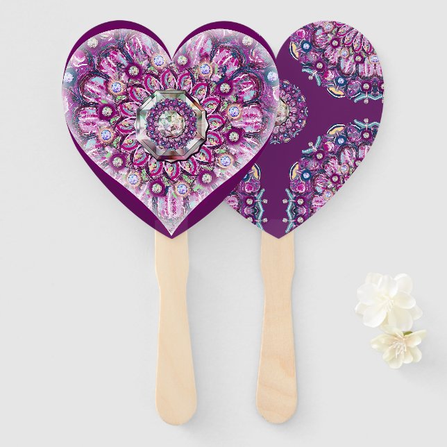 Cardinal Red Rosace Hand Fan (Front and Back)