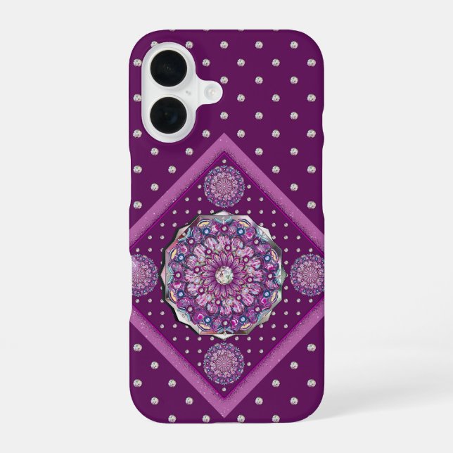 Cardinal Red Rosace iPhone 16 Case (Back)