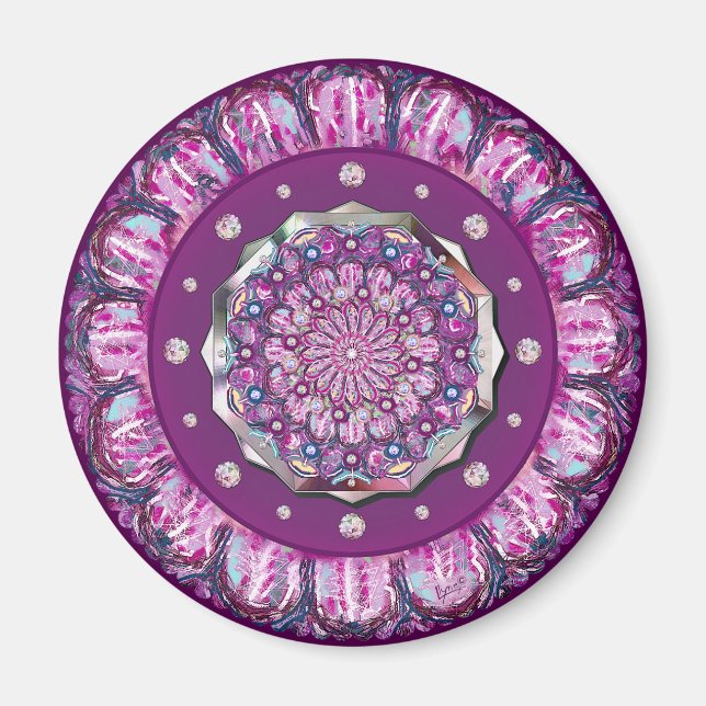 Cardinal red Rosace Magnet (Front)