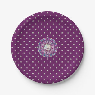 Cardinal Red Rosace Paper Plate