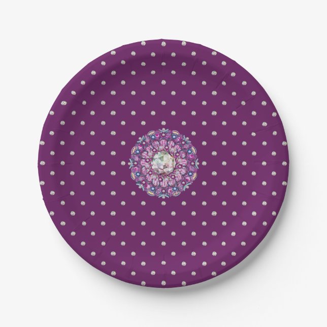 Cardinal Red Rosace Paper Plate (Front)