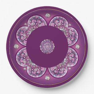 Cardinal Red Rosace Paper Plate