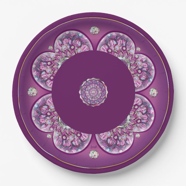 Cardinal Red Rosace Paper Plate (Front)