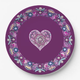 Cardinal Red Rosace Paper Plate