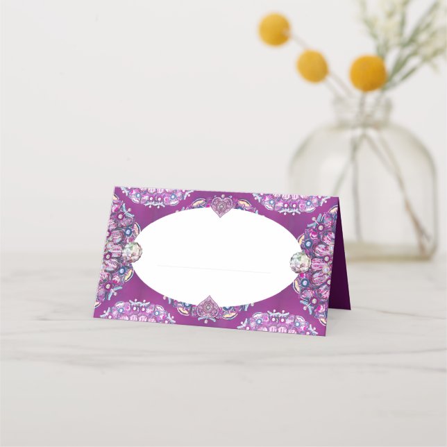 Cardinal red Rosace Place Card (Front)