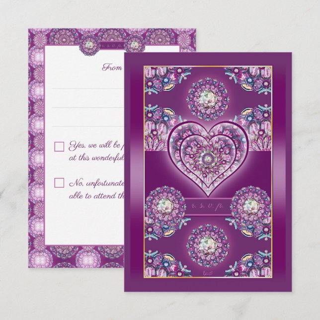 Cardinal Red Rosace RSVP Card (Front/Back)