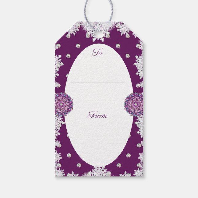 Cardinal red rosace & snowflake gift tags (Front)