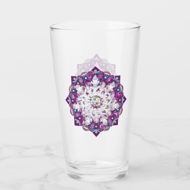 Cardinal red rosace & snowflake glass (Front)