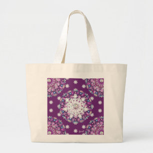 Cardinal red rosace & snowflake large tote bag