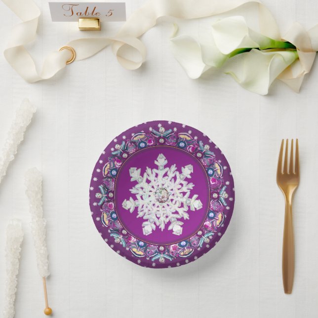 Cardinal red rosace & snowflake paper plate (Wedding)
