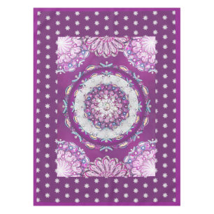 Cardinal red rosace & snowflake tablecloth