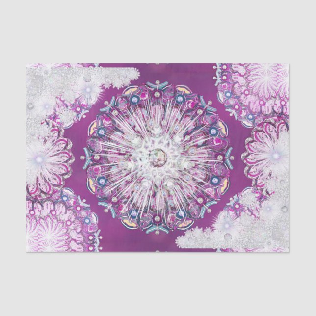 Cardinal red rosace & snowflake tissue paper (Front)