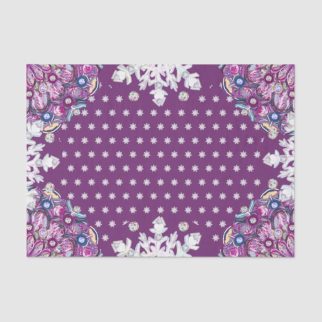 Cardinal red rosace & snowflake tissue paper (Front)