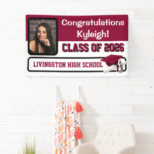 Cardinal Red & White Graduation Banner