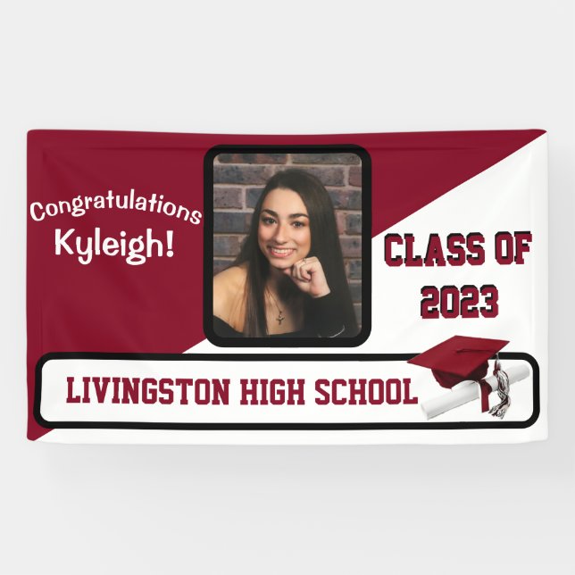 Cardinal Red & White Graduation Banner (Horizontal)