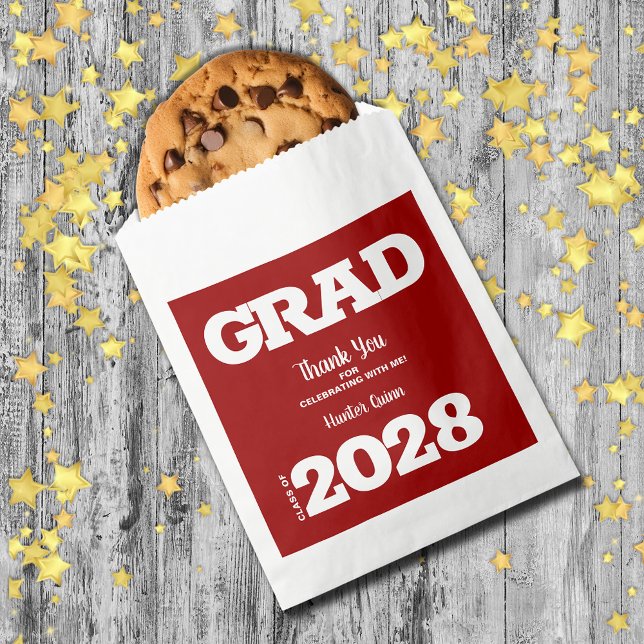 Cardinal Red White Graduation Party Favour Bag (Cardinal Red and White Graduation Party Treat Favor Bags)