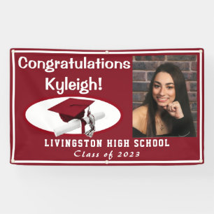 Cardinal Red & White Vinyl Graduation Photo Banner