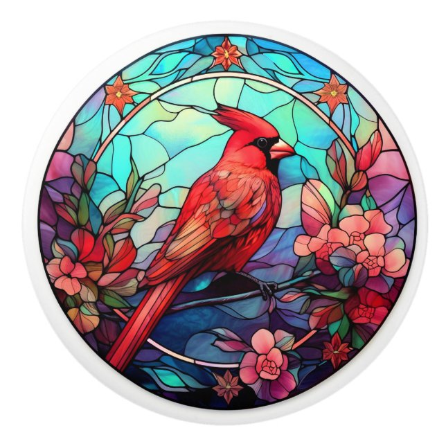 Cardinal Redbird  Ceramic Knob (Front)