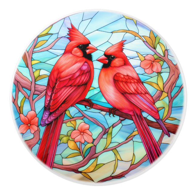 Cardinal Redbird - TRANSFER IT! Ceramic Knob (Front)