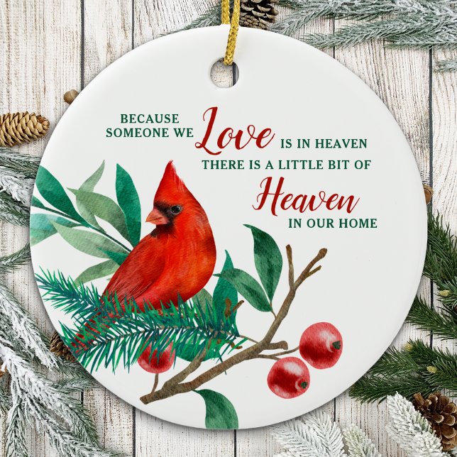 Cardinal Remembrance Heaven Poem Photo Memorial Ceramic Tree Decoration (Creator Uploaded)