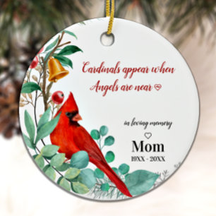 Cardinal Remembrance Keepsake Personalised Photo  Ceramic Tree Decoration