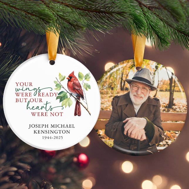 Cardinal Remembrance Memorial Keepsake Photo Ceramic Tree Decoration (Cardinal Remembrance Memorial Keepsake Photo Ceramic Ornament)