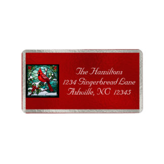 Cardinal & Ribbon Holiday Return Address - Red Label