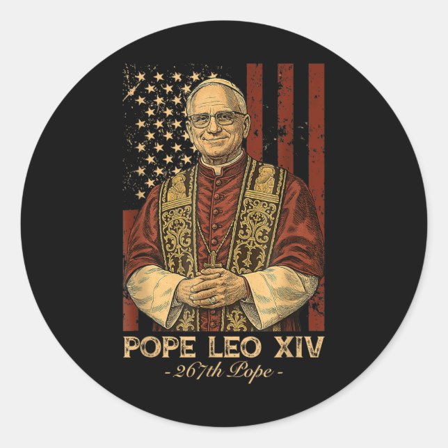 Cardinal Robert Francis Prevost Pope Leo Xiv Ameri Classic Round Sticker (Front)