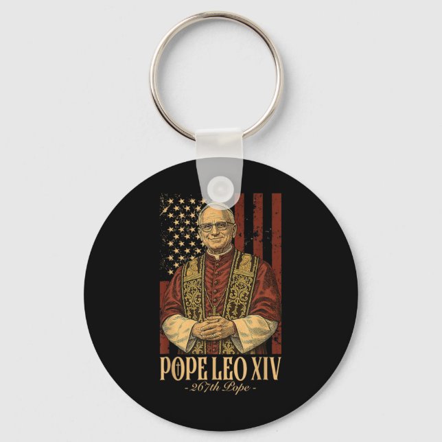 Cardinal Robert Prevost Pope Leo Xiv 1  Key Ring (Front)