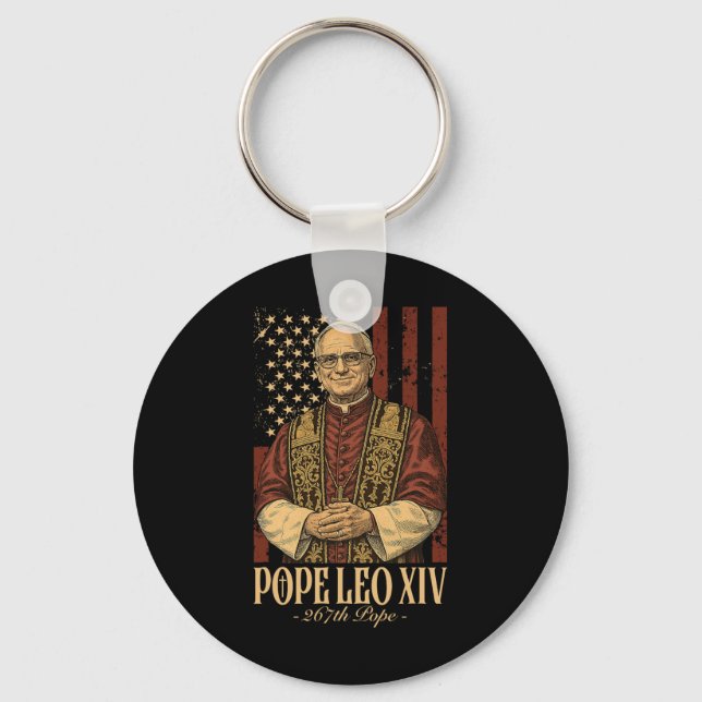 Cardinal Robert Prevost Pope Leo Xiv  Key Ring (Front)