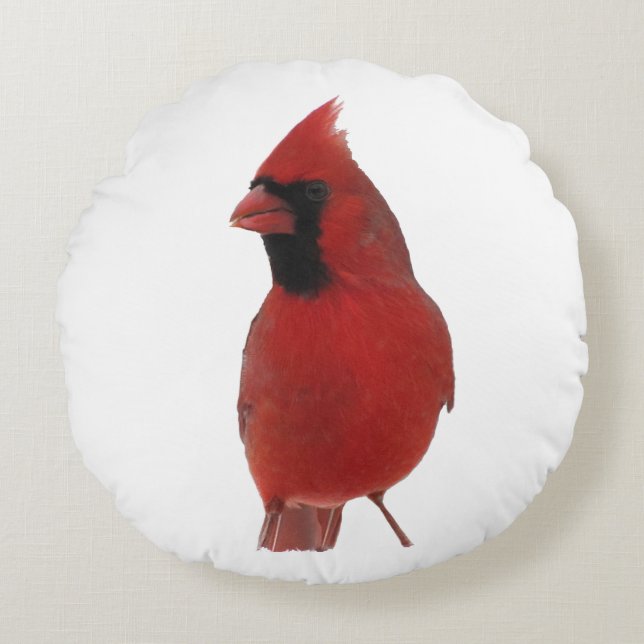 Cardinal Round Throw Pillow (Front)