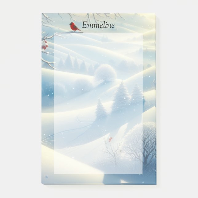 Cardinal Snow Scene Desk Notes - Post-It Notes (Front)