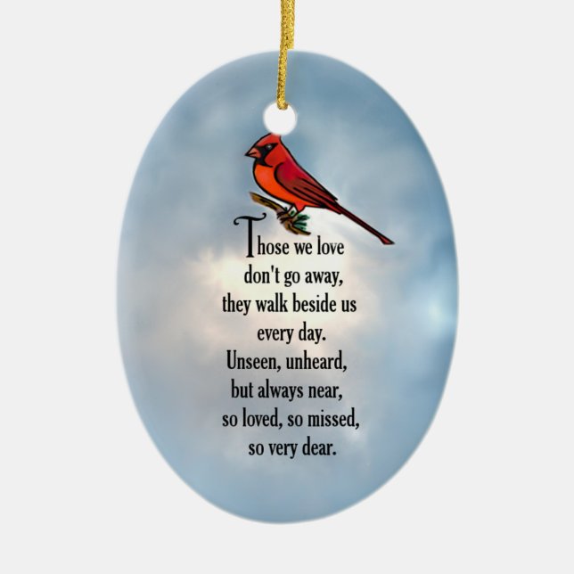Cardinal "So Loved" Poem Ceramic Tree Decoration (Front)