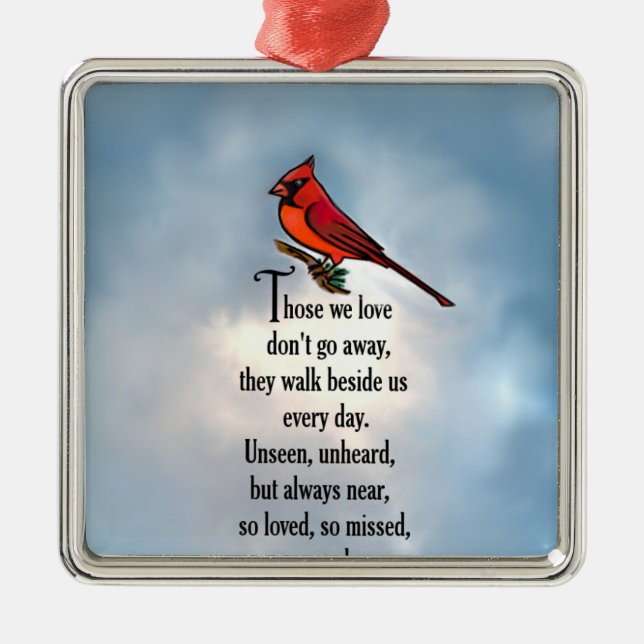 Cardinal "So Loved" Poem Metal Tree Decoration (Front)