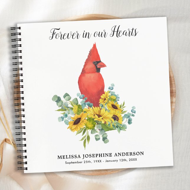 Cardinal Sunflower Memorial Funeral Guestbook Notebook (Creator Uploaded)