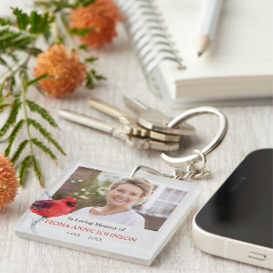 Cardinal Sympathy In Loving Memory Photo Key Ring