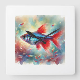 Cardinal Tetra 230824AREF118 - Watercolor Square Wall Clock