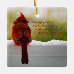 Cardinal w/Visitor From Heaven poem (Customisable) Ceramic Ornament
