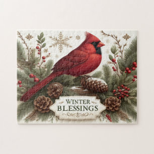 Cardinal Winter Blessings Jigsaw Puzzle