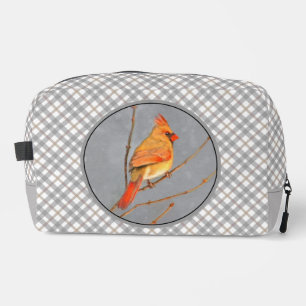 Cardinal Winter Branch Painting Original Bird Art Dopp Kit