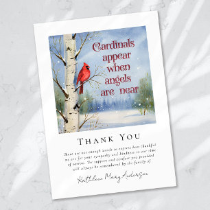 Cardinal Winter Snow Sympathy Funeral Thank You Card