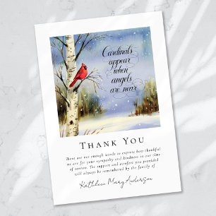 Cardinal Winter Snow Sympathy Funeral  Thank You Card