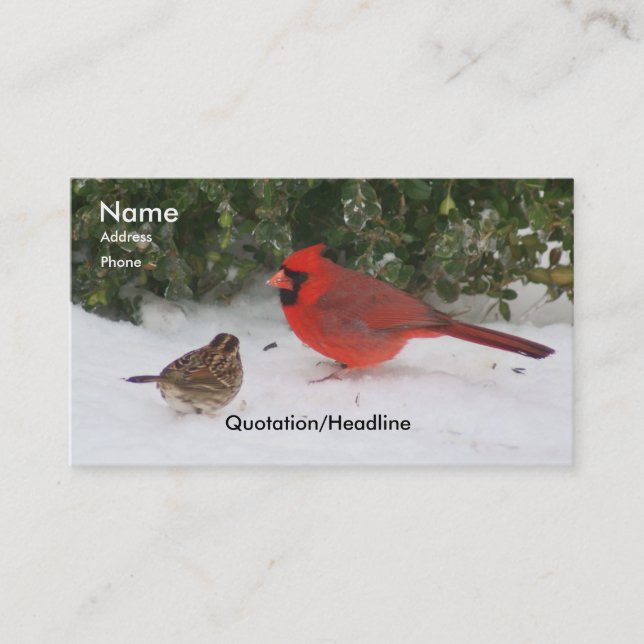 Cardinal with Sparrow Business Card (Front)